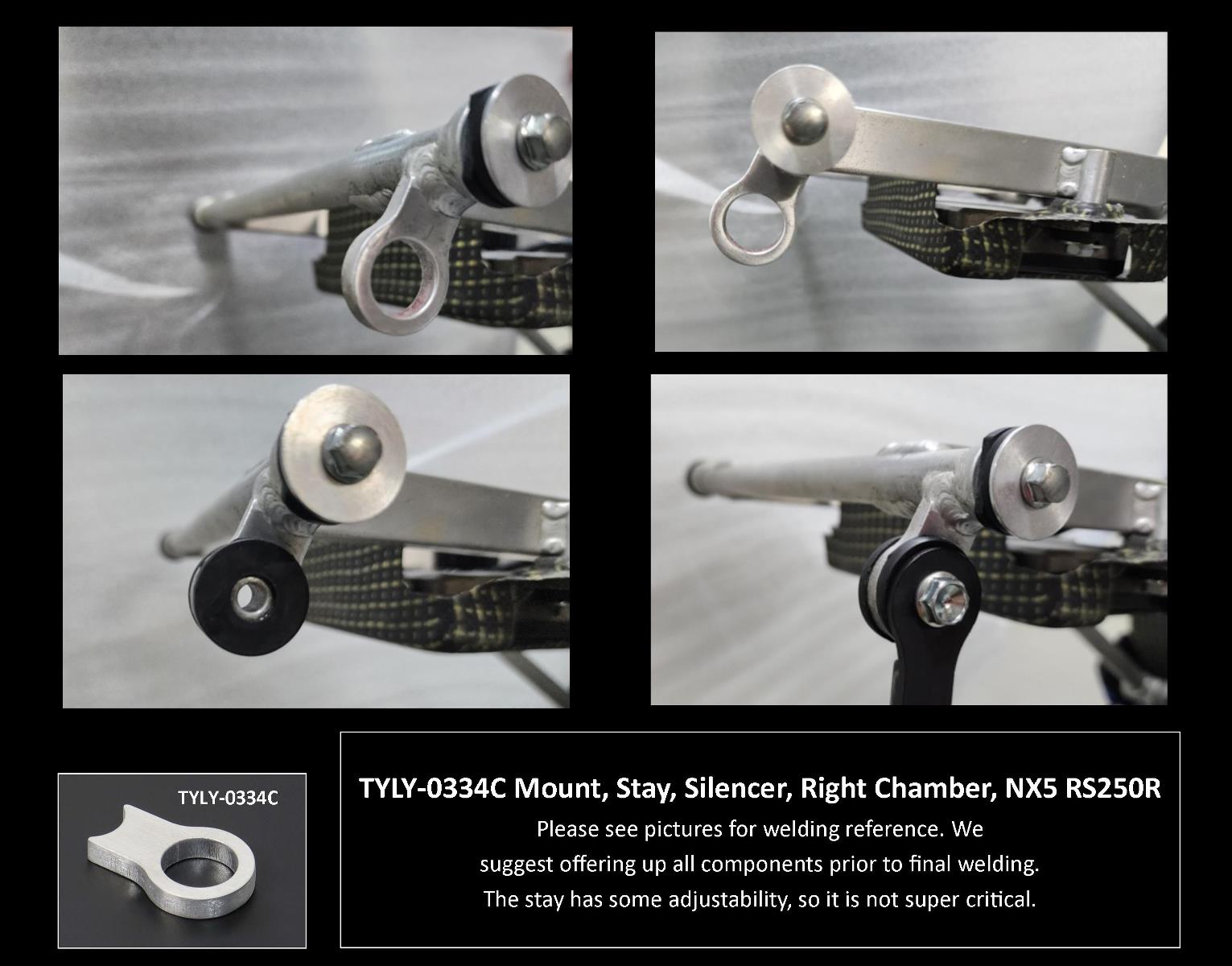 Set, Exhaust Chamber, Stainless Steel, (High Right Side Silencer Mount) NX5 RS250R 19 01tyly0334cstay